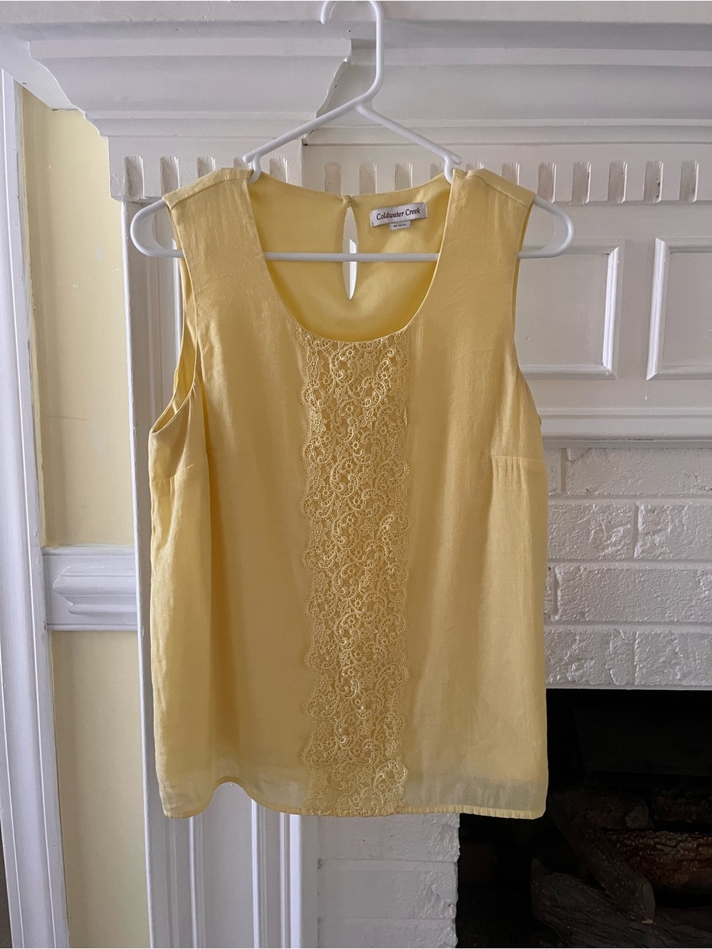 Coldwater Yellow Lace-Front Sleeveless Tank